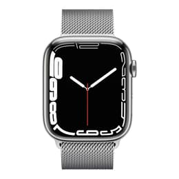 Apple Watch (Series 7) 2021 GPS + Cellular 45 mm - Rostfreier Stahl Silber - Milanaise Armband Silber