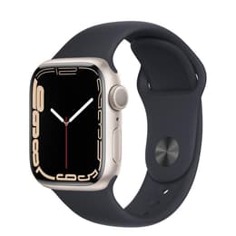 Apple Watch (Series 7) 2021 GPS 41 mm - Aluminium Silber - Sport loop Schwarz