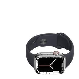 Apple Watch (Series 6) 2020 GPS + Cellular 44 mm - Rostfreier Stahl Silber - Sportarmband Schwarz