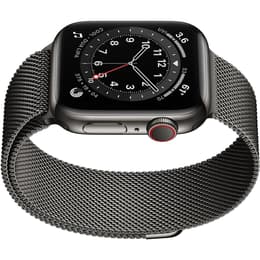 Apple Watch (Serie 6) 2020 GPS + Cellular 44 mm - Rostfreier Stahl Graphit - Milanaise Armband Grau