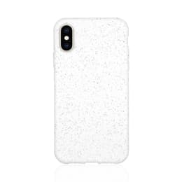 Hülle iPhone X/XS und 2 schutzfolien - Natürliches Material - Weiß