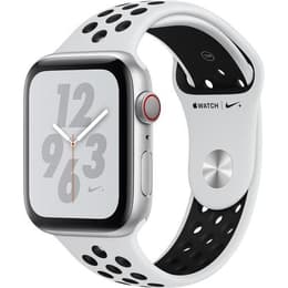 Apple Watch (Series 4) 2018 GPS + Cellular 44 mm - Aluminium Silber - Nike Sportarmband Silber