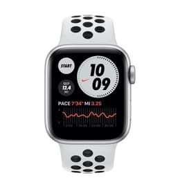 Apple Watch (Series 7) 2021 GPS + Cellular 41 mm - Aluminium Weiß - Nike Sportarmband Schwarz/Weiß