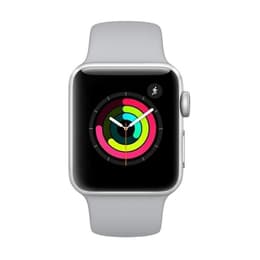 Apple Watch (Series 3) 2017 GPS + Cellular 38 mm - Aluminium Space Grau - Sportarmband Silber