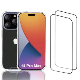 Hülle iPhone 14 Pro Max und 2 schutzfolien - Recycelter Kunststoff - Transparent