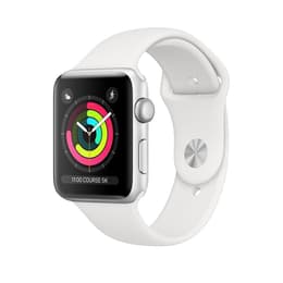 Apple Watch (Series 3) 2017 GPS + Cellular 38 mm - Aluminium Silber - Sportarmband Weiß