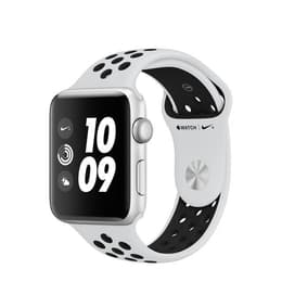 Apple Watch (Series 3) 2017 GPS + Cellular 42 mm - Aluminium Silber - Nike Sportarmband Weiß