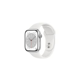 Apple Watch (Series 8) 2022 GPS 41 mm - Aluminium Silber - Sportarmband Weiß