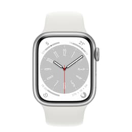 Apple Watch (Series 8) 2022 GPS 41 mm - Aluminium Silber - Sportarmband Weiß