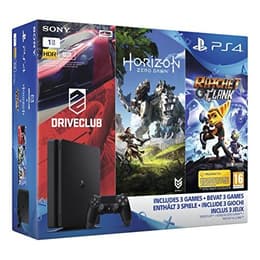 PlayStation 4 Slim 1000GB - Schwarz + Horizon Zero Dawn + Ratchet & Clank + Drive Club