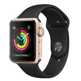 Apple Watch (Series 3) 2017 GPS 42 mm - Aluminium Gold - Sportarmband Schwarz