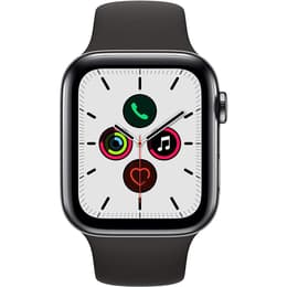 Apple Watch (Series 5) 2019 GPS + Cellular 44 mm - Rostfreier Stahl Schwarz - Sportarmband Schwarz