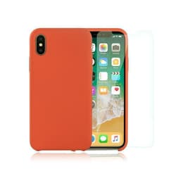 Hülle iPhone X/XS und 2 schutzfolien - Silikon - Orange