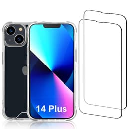 Hülle iPhone 14 Plus und 2 schutzfolien - Recycelter Kunststoff - Transparent