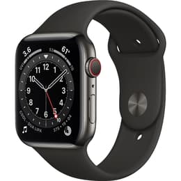 Apple Watch (Series 6) 2020 GPS 40 mm - Rostfreier Stahl Grau - Sportarmband Schwarz