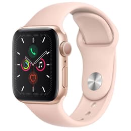 Apple Watch (Series 5) 2019 GPS + Cellular 40 mm - Rostfreier Stahl Gold - Sportarmband Rosa