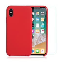Hülle iPhone X/XS und 2 schutzfolien - Silikon - Rot