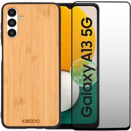 Hülle Galaxy A13 5G und schutzfolie - Holz - Schwarz