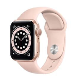 Apple Watch (Series 6) 2020 GPS + Cellular 40 mm - Rostfreier Stahl Gold - Sportarmband Rosa