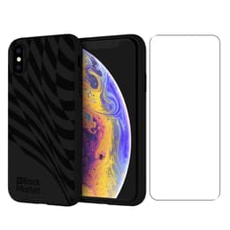 Back Market Hülle iPhone X/XS und schutzfolie - 100% biologisch abbaubar - Schwarze Welle