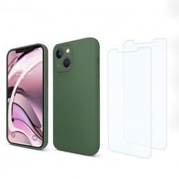 Hülle iPhone 13 und 2 schutzfolien - Silikon - Grün