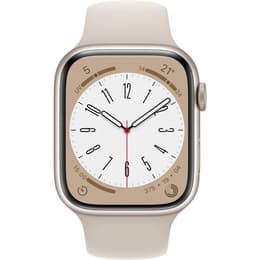 Apple Watch (Series 8) 2022 GPS + Cellular 45 mm - Aluminium Polarstern - Sportarmband Weiß