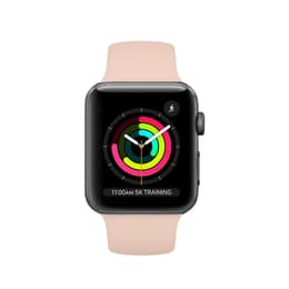 Apple Watch (Series 3) 2017 GPS 38 mm - Aluminium Space Grau - Sportarmband Rosa