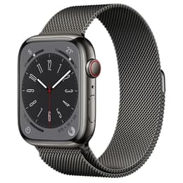 Apple Watch (Series 8) 2022 GPS 41 mm - Rostfreier Stahl Grau - Milanaise Armband Grau