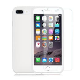 Hülle iPhone 7 Plus/8 Plus und 2 schutzfolien - Silikon - Weiß