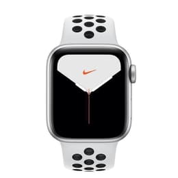 Apple Watch (Series 4) 2018 GPS 44 mm - Aluminium Silber - Nike Sportarmband Weiß/Schwarz