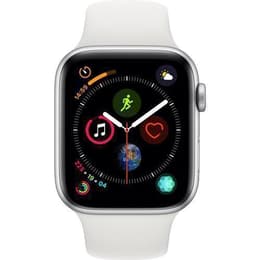 Apple Watch (Series 4) 2018 GPS 44 mm - Aluminium Silber - Sportarmband Weiß