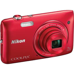 Kompakt Kamera Coolpix S3500 - Rot + Nikon Nikkor 7X Wide Optical Zoom ED VR 26–182mm f/3.4–6.4 f/3.4–6.4