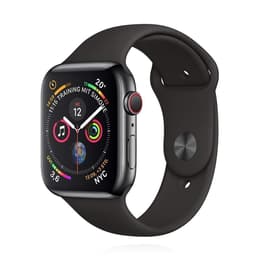 Apple Watch (Series 4) 2018 GPS + Cellular 44 mm - Rostfreier Stahl Space Grau - Sportarmband Schwarz