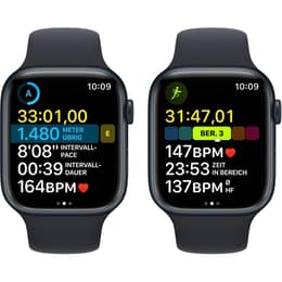 Apple Watch Series 8 (2022) GPS + Cellular 45 mm - Aluminium Mitternacht - Sportarmband Schwarz