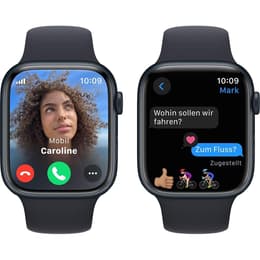 Apple Watch Series 8 (2022) GPS + Cellular 45 mm - Aluminium Mitternacht - Sportarmband Schwarz