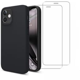 Hülle iPhone 12 Mini und 2 schutzfolien - Silikon - Schwarz