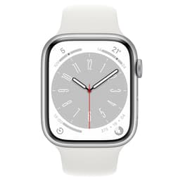 Apple Watch (Series 8) 2022 GPS + Cellular 45 mm - Aluminium Silber - Sportarmband Weiß