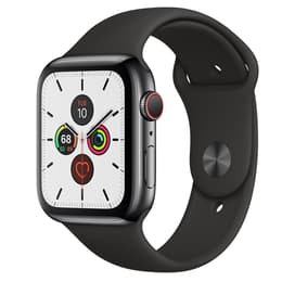 Apple Watch (Series 5) 2019 GPS + Cellular 44 mm - Rostfreier Stahl Space Schwarz - Sportarmband Schwarz