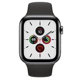 Apple Watch (Series 5) 2019 GPS + Cellular 44 mm - Rostfreier Stahl Space Schwarz - Sportarmband Schwarz