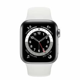 Apple Watch Series 6 (2020) GPS + Cellular 40 mm - Rostfreier Stahl Silber - Sportarmband Weiß