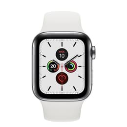 Apple Watch (Series 5) 2019 GPS + Cellular 40 mm - Rostfreier Stahl Silber - Sportarmband Weiß