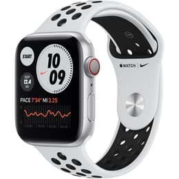 Apple Watch (Series 6) 2020 GPS 44 mm - Aluminium Silber - Nike Sportarmband Pure Platinum/Schwarz