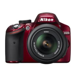 Spielgelreflexkamera - Nikon D3200 - Rot + Objektiv Nikkor AF-S DX 18-55 VR