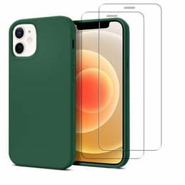 Hülle iPhone 12 mini und 2 schutzfolien - Silikon - Grün