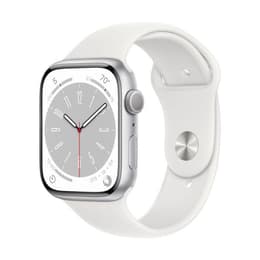 Apple Watch (Series 8) 2022 GPS 45 mm - Aluminium Silber - Sportarmband Weiß