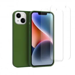 Hülle iPhone 14 und 2 schutzfolien - Silikon - Grün