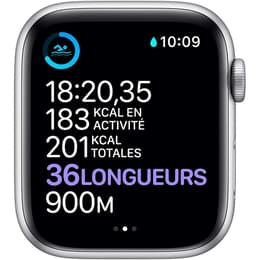 Apple Watch (Series 6) 2019 GPS 44 mm - Aluminium Silber - Sportarmband Sandrosa