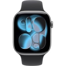 Apple Watch Series 11 (2025) GPS 46 mm - Aluminium Silber - Sportarmband Schwarz