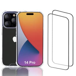 Hülle iPhone 14 Pro und 2 schutzfolien - Recycelter Kunststoff - Transparent