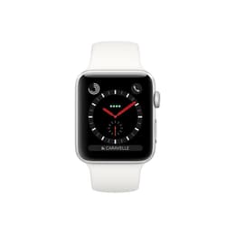 Apple Watch (Series 3) 42 mm - Rostfreier Stahl Silber - Sportarmband Weiß